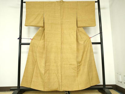平和屋着物●上質な紬　黄朽葉色　正絹　逸品　DABH0381op