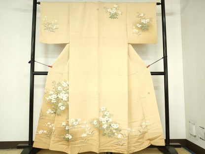 平和屋着物●訪問着　作家物　草花　暈し染め　正絹　逸品　DABH0382op