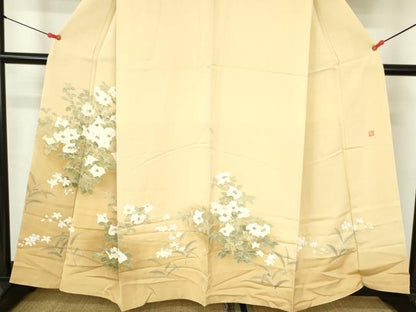 平和屋着物●訪問着　作家物　草花　暈し染め　正絹　逸品　DABH0382op
