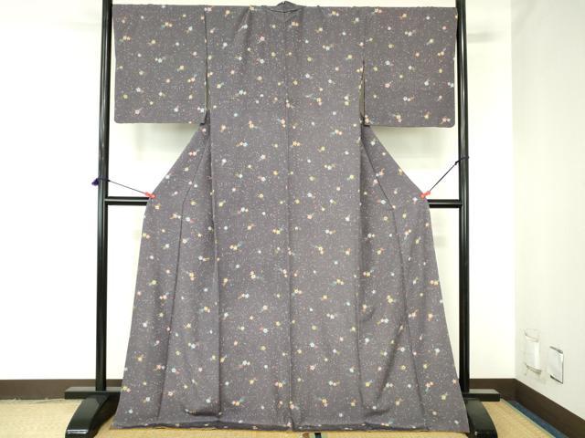 平和屋着物●上質な小紋　松葉花文　正絹　逸品　DABH0383op