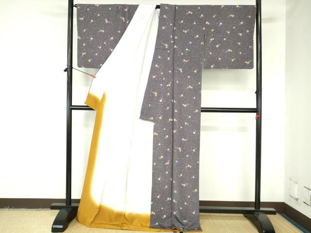 平和屋着物●上質な小紋　松葉花文　正絹　逸品　DABH0383op