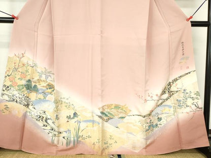 平和屋着物●豪華色留袖　作家物　風景飛鶴花文　琳派吉祥の舞　寿光織　暈し染め　金銀糸　さが美扱い　正絹　逸品　DABH0384op