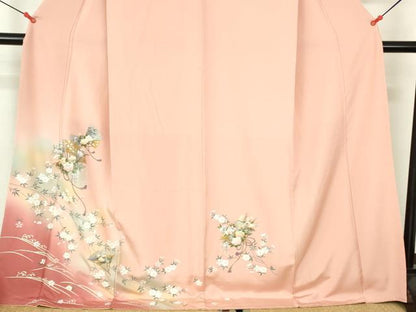 平和屋着物●訪問着　檜扇花文　枝桜　暈し染め　金彩　さが美扱い　ロング丈　正絹　逸品　未使用　DABH0385op