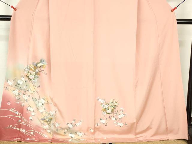 平和屋着物●訪問着　檜扇花文　枝桜　暈し染め　金彩　さが美扱い　ロング丈　正絹　逸品　未使用　DABH0385op