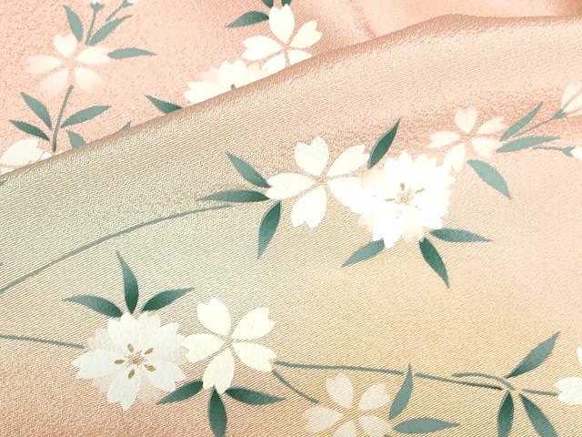 平和屋着物●訪問着　檜扇花文　枝桜　暈し染め　金彩　さが美扱い　ロング丈　正絹　逸品　未使用　DABH0385op