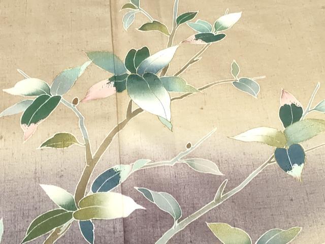 平和屋着物●訪問着　紬地　作家物　草花　暈し染め　金彩　正絹　逸品　DABH0387op