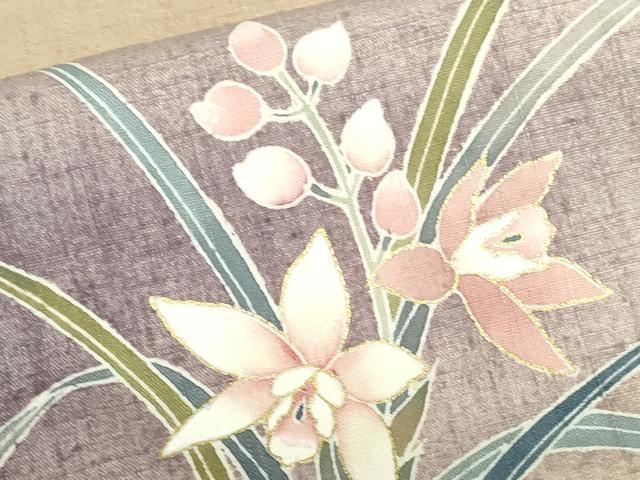 平和屋着物●訪問着　紬地　作家物　草花　暈し染め　金彩　正絹　逸品　DABH0387op