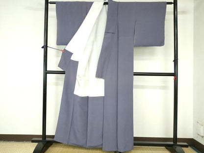 平和屋着物●上質な色無地　紫苑色　正絹　逸品　DABH0389op
