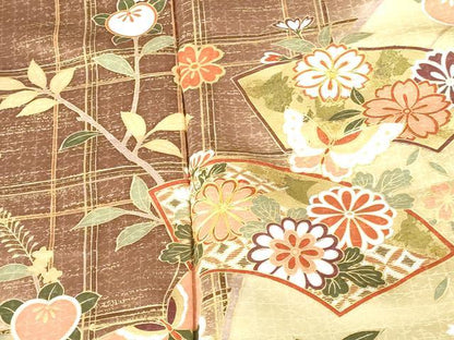 平和屋着物●訪問着　駒刺繍　舞蝶地紙花文　暈し染め　金彩　正絹　逸品　DABH0390op