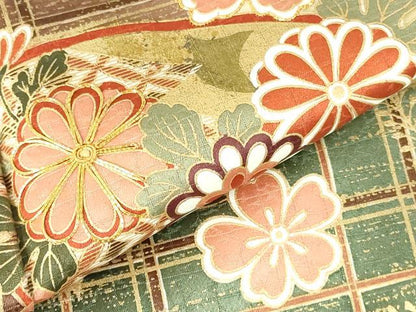 平和屋着物●訪問着　駒刺繍　舞蝶地紙花文　暈し染め　金彩　正絹　逸品　DABH0390op
