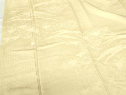 平和屋着物●豪華色留袖　雪芝青海波地紋　淡黄色　正絹　逸品　DABH0392op
