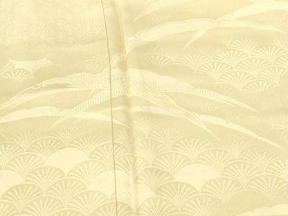 平和屋着物●豪華色留袖　雪芝青海波地紋　淡黄色　正絹　逸品　DABH0392op