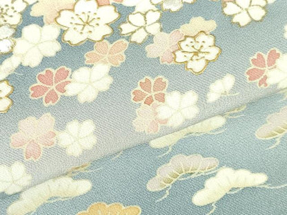 平和屋着物●訪問着　刺繍　飛鶴花松文　暈し染め　金彩　正絹　逸品　DABH0394op