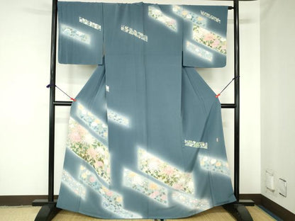 平和屋着物●訪問着　友禅　作家物　乱菊　草花　暈し染め　正絹　逸品　未使用　DABH0397op