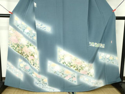 平和屋着物●訪問着　友禅　作家物　乱菊　草花　暈し染め　正絹　逸品　未使用　DABH0397op