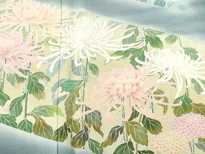 平和屋着物●訪問着　友禅　作家物　乱菊　草花　暈し染め　正絹　逸品　未使用　DABH0397op
