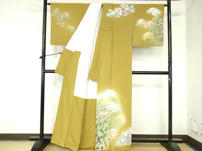 平和屋着物●訪問着　友禅　作家物　乱菊　草花　暈し染め　正絹　逸品　未使用　DABH0398op