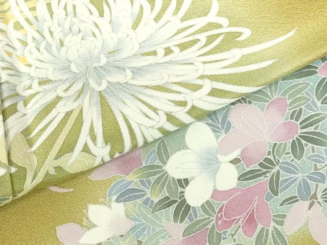 平和屋着物●訪問着　友禅　作家物　乱菊　草花　暈し染め　正絹　逸品　未使用　DABH0398op