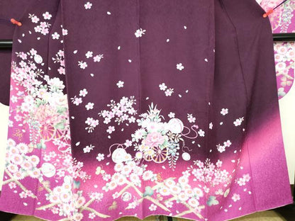 平和屋着物●豪華振袖　駒刺繍　乱菊　牡丹　舞桜　花車　暈し染め　金彩　正絹　逸品　DABH0399op