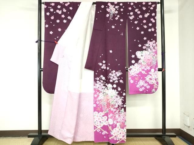 平和屋着物●豪華振袖　駒刺繍　乱菊　牡丹　舞桜　花車　暈し染め　金彩　正絹　逸品　DABH0399op