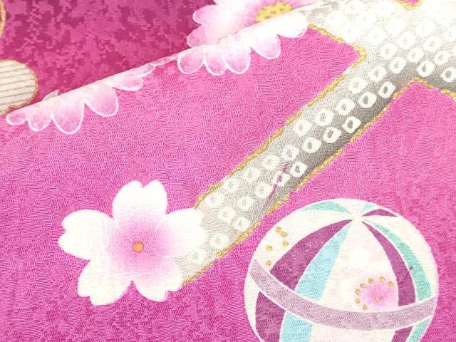 平和屋着物●豪華振袖　駒刺繍　乱菊　牡丹　舞桜　花車　暈し染め　金彩　正絹　逸品　DABH0399op