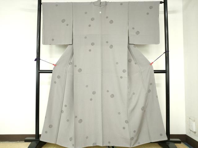 平和屋着物●江戸小紋　雪輪文　万筋　暁鼠色×紫鼠色　正絹　逸品　DABH0403op