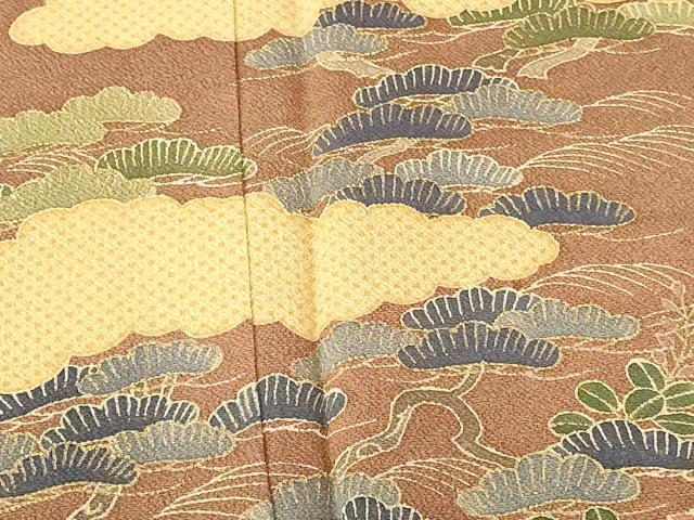 平和屋着物●訪問着　雲取花松文　鬼しぼ縮緬　金彩　正絹　逸品　DABH0404op