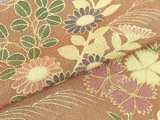 平和屋着物●訪問着　雲取花松文　鬼しぼ縮緬　金彩　正絹　逸品　DABH0404op