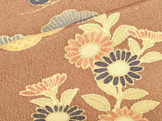 平和屋着物●訪問着　雲取花松文　鬼しぼ縮緬　金彩　正絹　逸品　DABH0404op