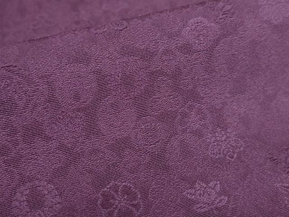 平和屋着物●上質な色無地　花尽くし地紋　家紋　似せ紫色　正絹　逸品　DABH0405op