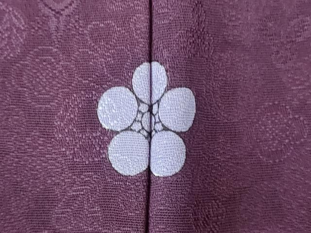 平和屋着物●上質な色無地　花尽くし地紋　家紋　似せ紫色　正絹　逸品　DABH0405op