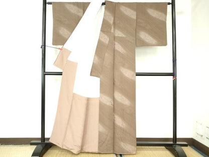 平和屋着物●上質な小紋　地紋起こし　草花　暈し染め　正絹　逸品　DABH0406op