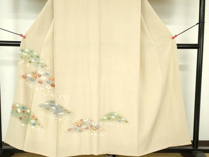 平和屋着物●訪問着　箔散らし　芝花文　暈し染め　金彩　三越扱い　正絹　逸品　DABH0407op