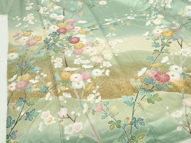 平和屋着物●訪問着　草花　枝梅　暈し染め　金彩　正絹　逸品　DABH0408op