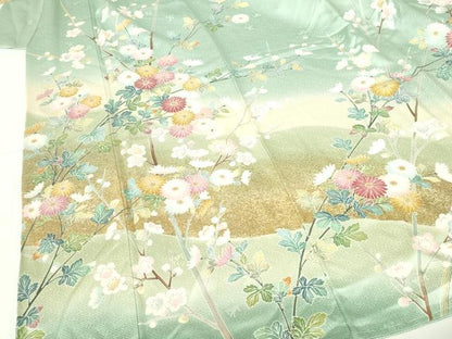 平和屋着物●訪問着　草花　枝梅　暈し染め　金彩　正絹　逸品　DABH0408op