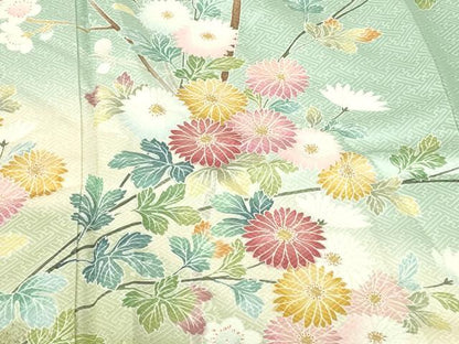 平和屋着物●訪問着　草花　枝梅　暈し染め　金彩　正絹　逸品　DABH0408op