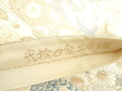 平和屋本店▼六通柄袋帯　唐織　孔雀花文　弐拾四金二重織　正絹　逸品　DABH0415op