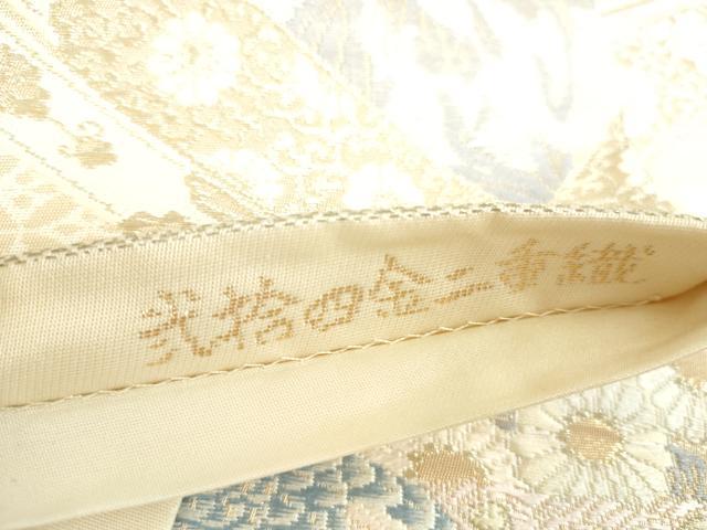 平和屋本店▼六通柄袋帯　唐織　孔雀花文　弐拾四金二重織　正絹　逸品　DABH0415op