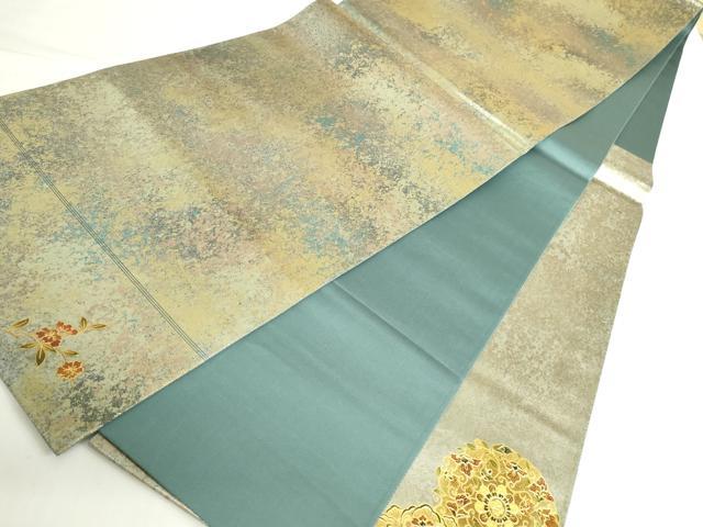 平和屋本店▼太鼓柄袋帯　正倉院花文　本金漆　引箔　正絹　逸品　DABH0416op