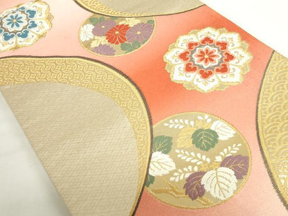 平和屋本店▼六通柄袋帯　唐織　正倉院花文　純金箔24K　正絹　逸品　DABH0418op