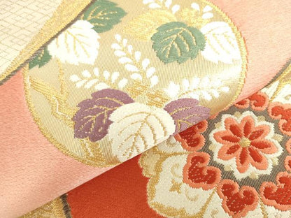 平和屋本店▼六通柄袋帯　唐織　正倉院花文　純金箔24K　正絹　逸品　DABH0418op
