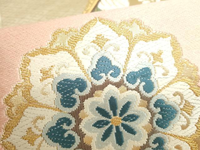平和屋本店▼六通柄袋帯　唐織　正倉院花文　純金箔24K　正絹　逸品　DABH0418op