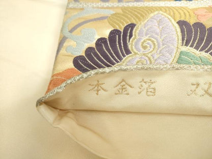 平和屋本店▼西陣　とみや織物謹製　とみや帯　六通柄袋帯　唐織　双鳳　亀甲唐草文　本金箔　証紙付き　正絹　逸品　DABH0422op