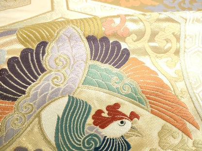 平和屋本店▼西陣　とみや織物謹製　とみや帯　六通柄袋帯　唐織　双鳳　亀甲唐草文　本金箔　証紙付き　正絹　逸品　DABH0422op