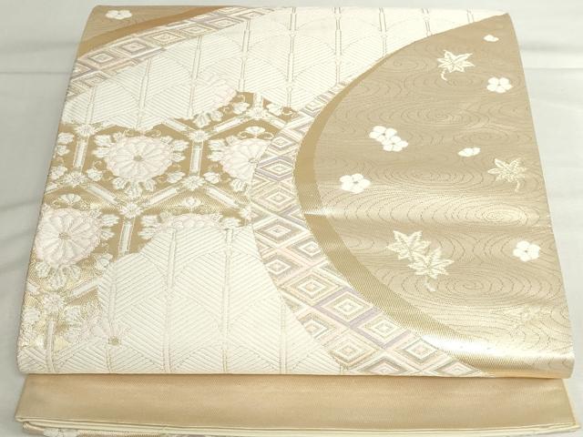 平和屋本店▼六通柄袋帯　唐織　亀甲花文　弐拾四金二重織　正絹　逸品　DABH0423op