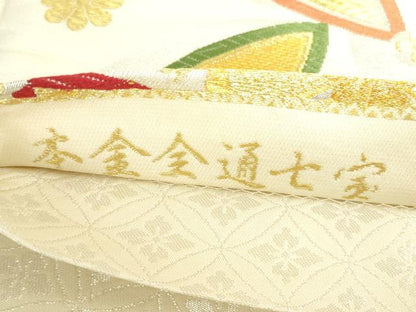 平和屋本店▼全通柄袋帯　唐織　本金全通七宝　正絹　逸品　DABH0424op