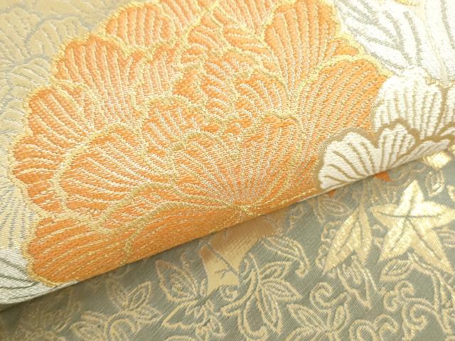平和屋本店▼六通柄袋帯　雲取花篭文　24K純金箔錦　正絹　逸品　DABH0428op