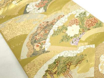 平和屋本店▼六通柄袋帯　唐織　琳派吉祥文　本金　正絹　逸品　DABH0434op