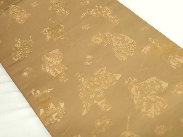 平和屋本店▼両面　六通柄袋帯　能　本金箔　三越扱い　正絹　逸品　DABH0435op