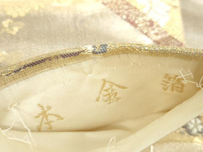 平和屋本店▼六通柄袋帯　唐織　鴛鴦花文　本金箔　正絹　逸品　DABH0440op